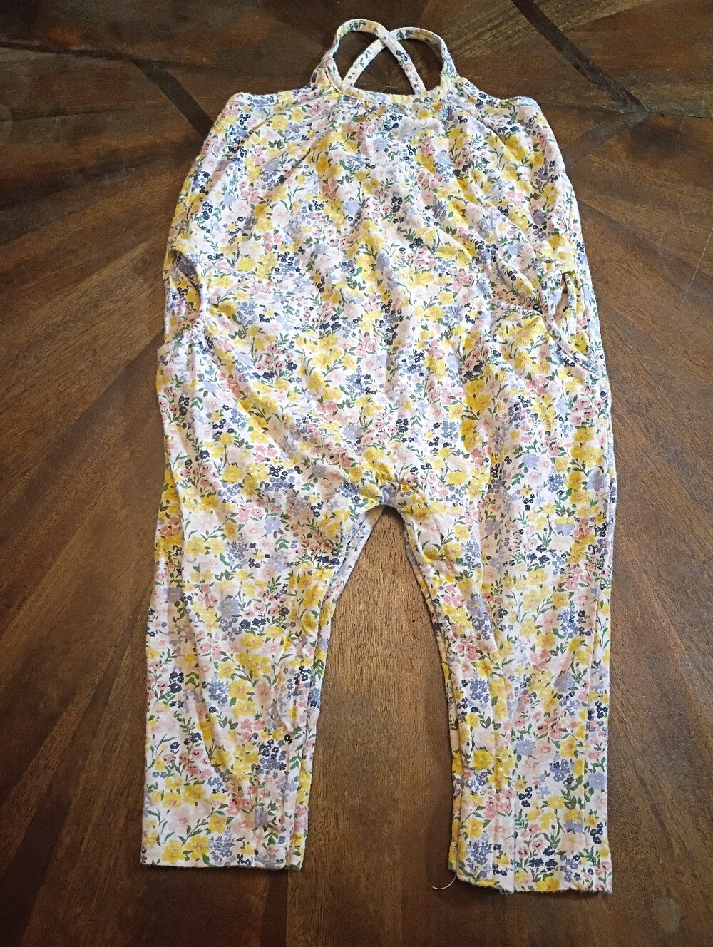 Old Navy Toddler Girls Floral Sleeveless Jumpsuit Romper Size 2T Pink Yellow